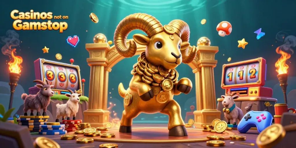 Experience vibrant gameplay in Casinos not on Gamstop amidst golden ram and dazzling gaming elements.