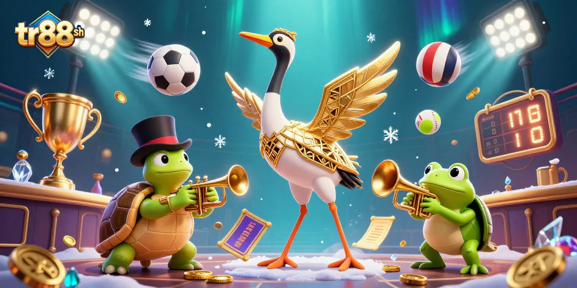 Experience the excitement of tr88 sh with vibrant gaming elements in a 3D casino scene.