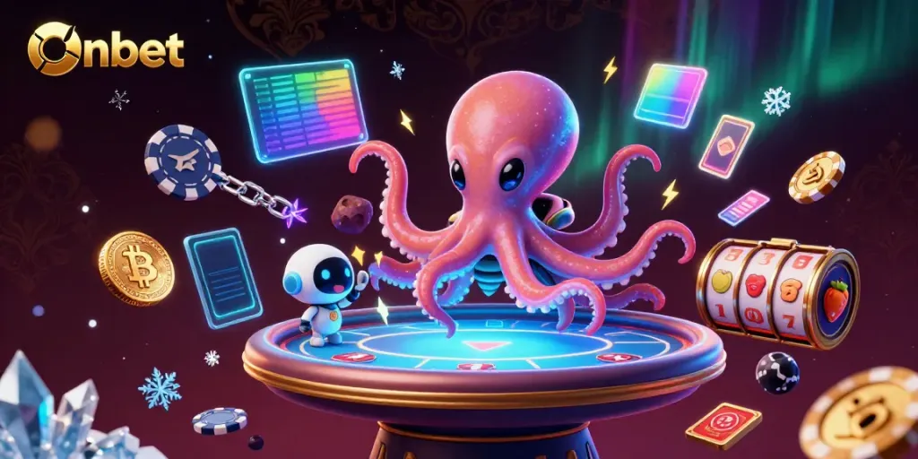 Engage in thrilling gameplay at Onbet's vibrant casino with a holographic poker table and alien themes.