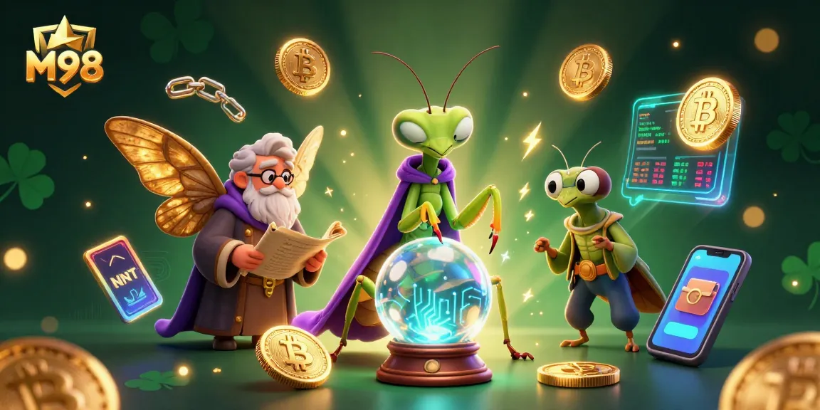Experience the enchanting M98 casino world with captivating fortune tellers and crypto elements.