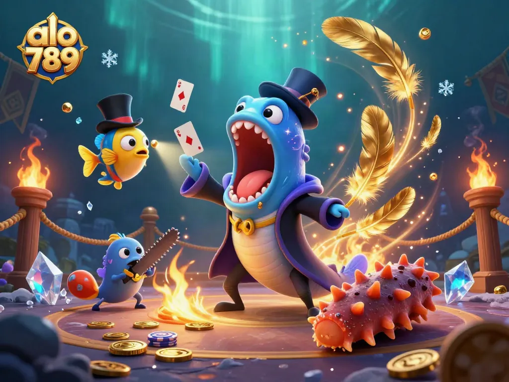 Engage with the vibrant casino world of alo 789 featuring magical sea creatures in a dynamic gambling scene.