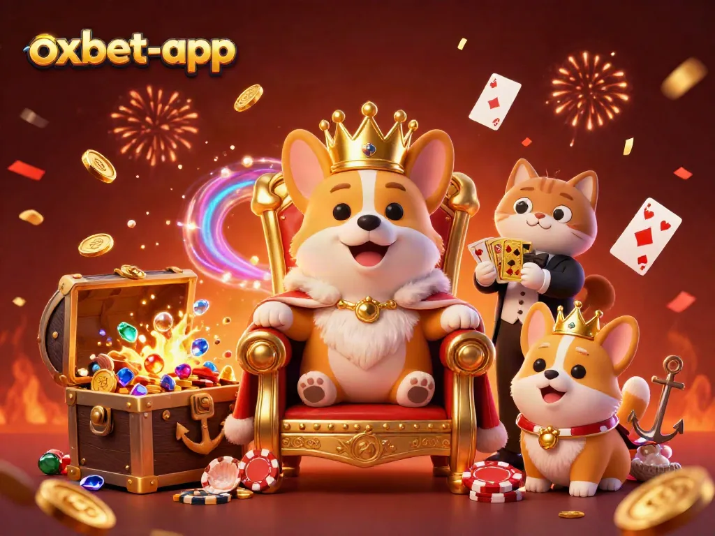 Experience the thrill at oxbet-app with a vibrant casino-themed illustration showcasing the fun of gambling.